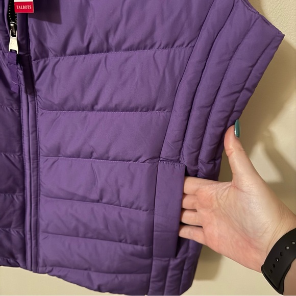 NWT Talbots Womens Purple Faux Fur Down Filled Vest Size Small Winter Outdoors - Picture 5 of 7